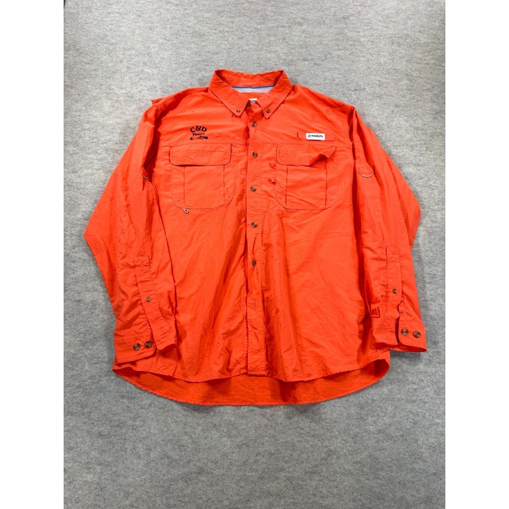 Magellan Outdoors Fish Gear Shirt Mens XL Orange Vented MagWick Long Sleeve